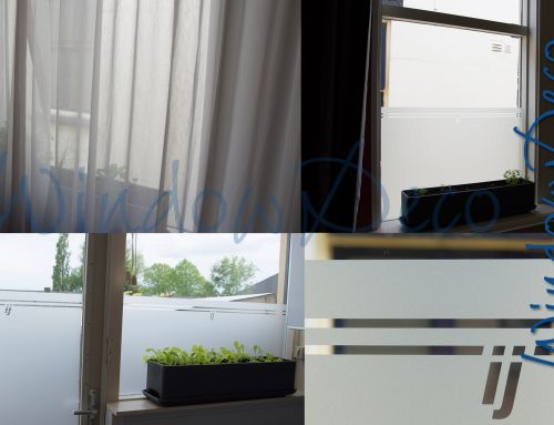 Glasfolie raamfolie met eigen ontwerp voor veel privacy in de woonkamer WindowDeco