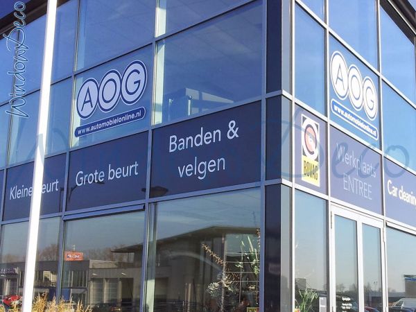raamstickers, op maat, met logo en teksten, buitengevel, WindowDeco, WR06