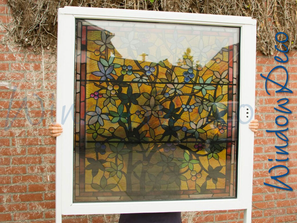 transparante raamfolie, glas-in-lood, gedeeltelijke privacy, WR03, WindowDeco