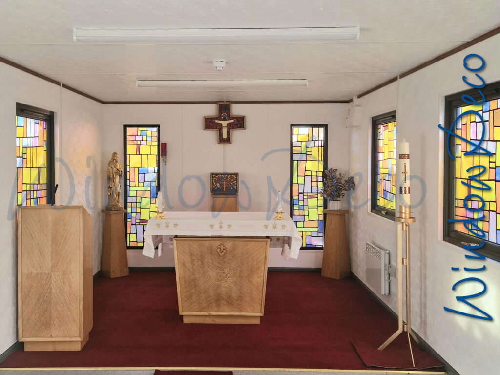 transparante raamfolie, glas-in-lood, kerk, eigen ontwerp, WR03, WindowDeco