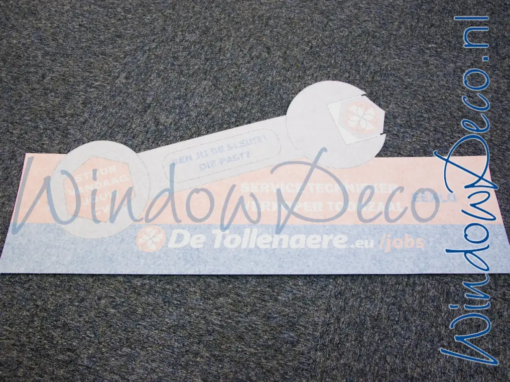 One-way vision raamfolie, voor grote actie campagne, vorm-gesneden, met transfertape, WindowDeco