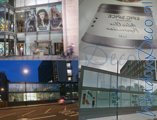 Grote two-way vision raamfolie, geperforeerde raamfolie, doorkijkbaar, voorbeelden